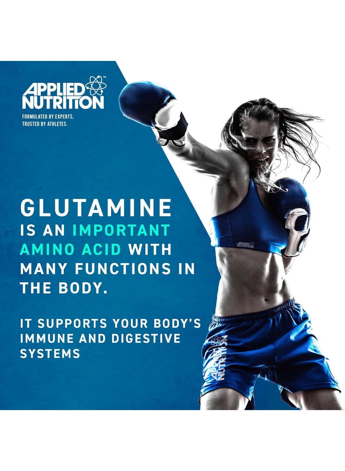 Applied Nutrition L-Glutamine 250G -Unflavour-Micronized – 100% Pure L-Glutamine Powder, Supports Muscle Recovery & Immunity – 50 Servings